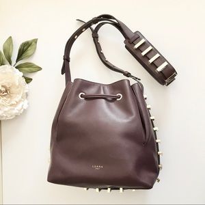 Luana Italy Purple Leather Studded Nico Bucket Bag